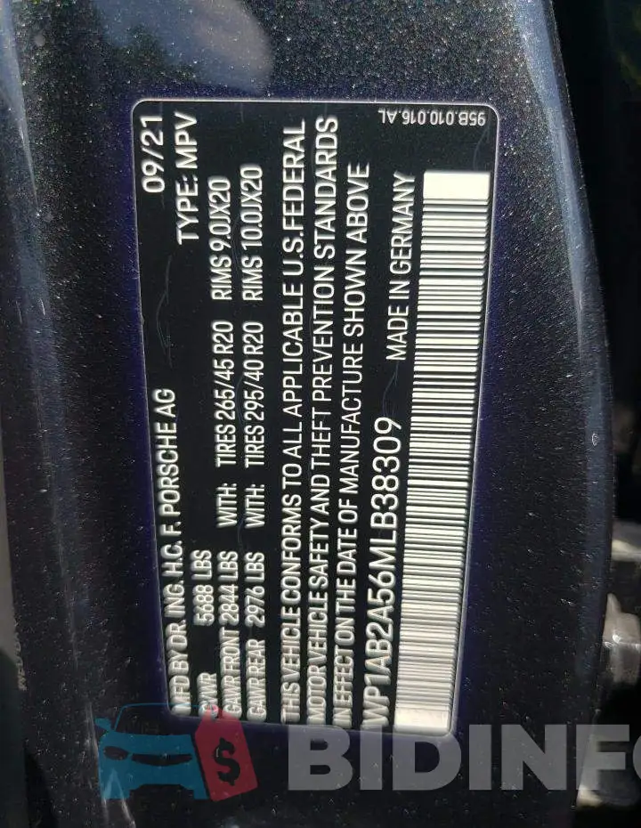 WP1AB2A56MLB38309 Photo# 10