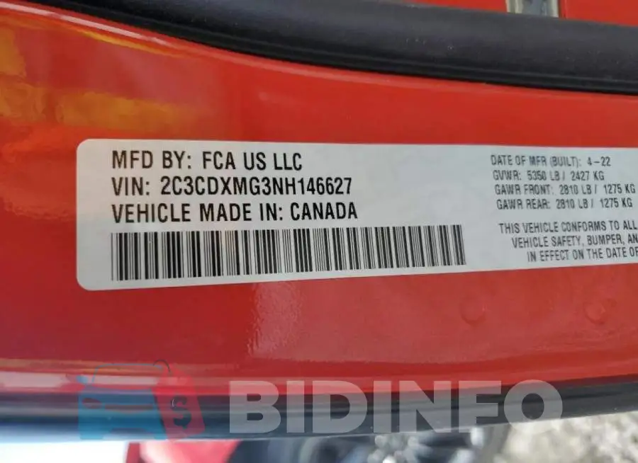 2C3CDXMG3NH146627 Photo# 10