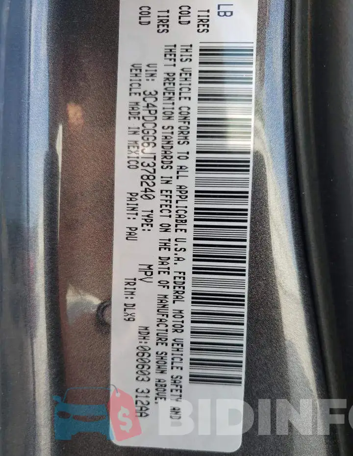 3C4PDCGG6JT378240 Photo# 10