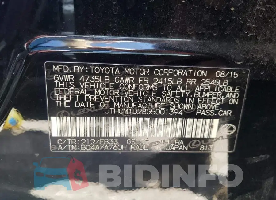 JTHCM1D28G5001394 Photo# 10