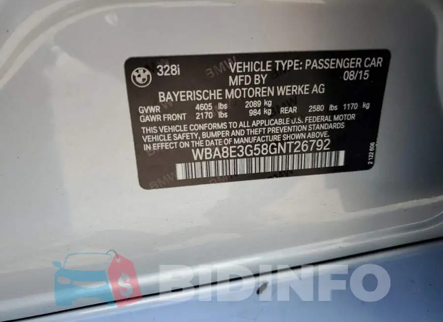 WBA8E3G58GNT26792 Photo# 10