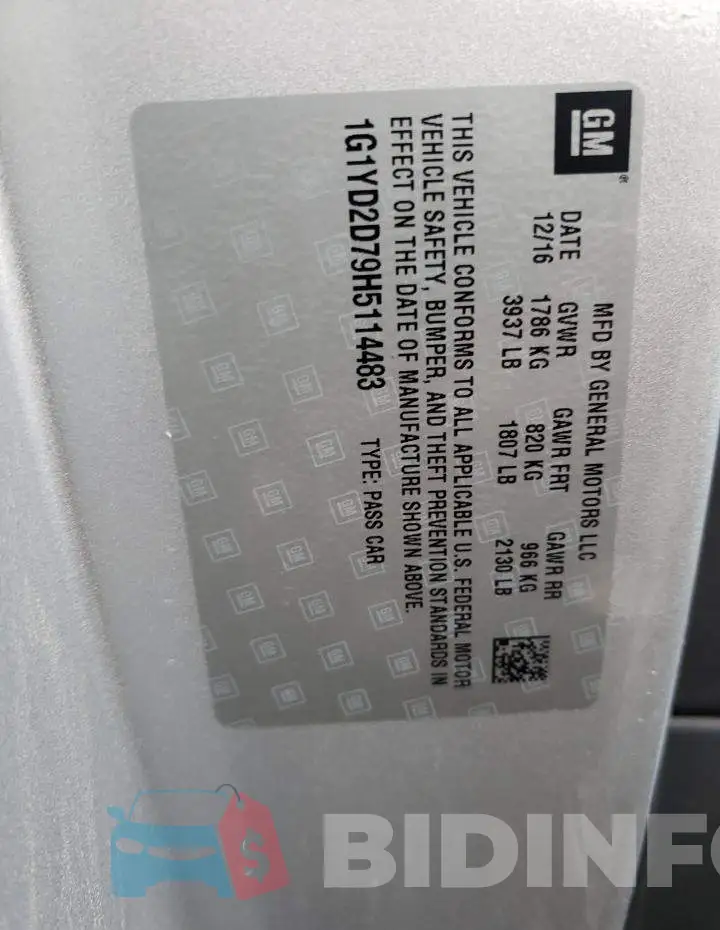 1G1YD2D79H5114483 Photo# 10