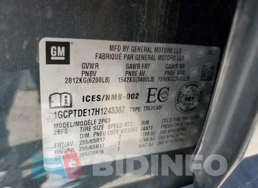 1GCPTDE17H1243387 Photo# 10
