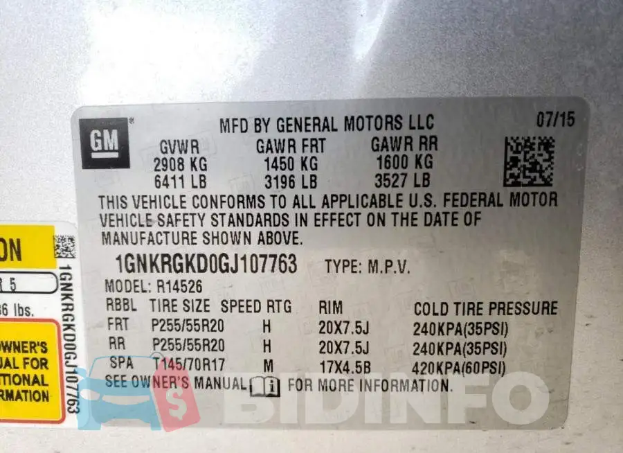 1GNKRGKD0GJ107763 Photo# 10