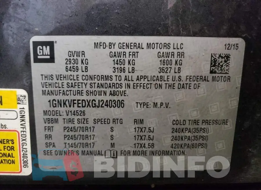 1GNKVFEDXGJ240306 Photo# 10