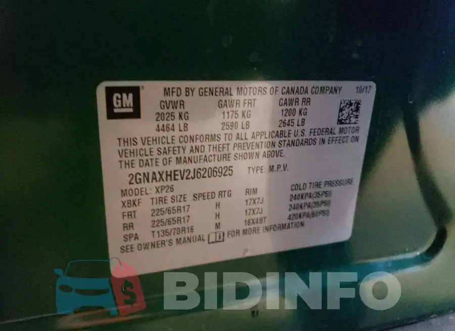 2GNAXHEV2J6206925 Photo# 10
