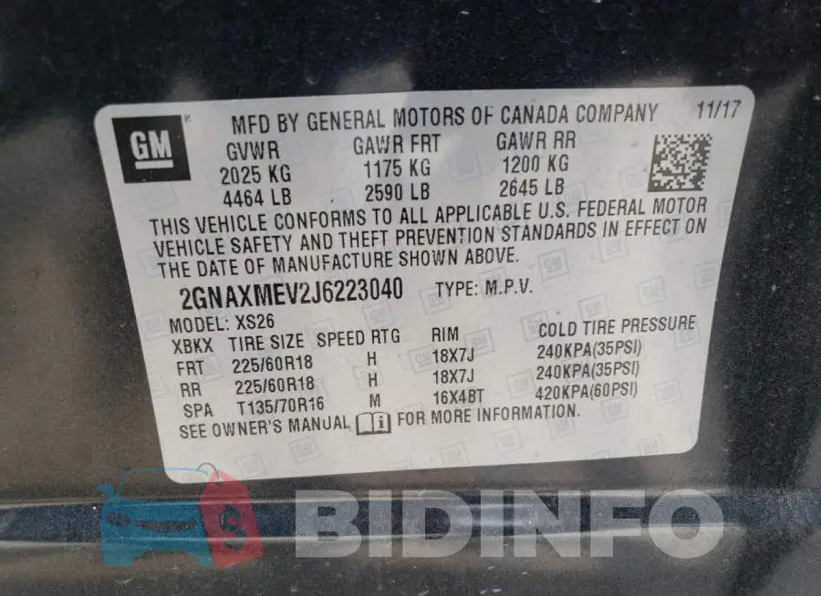 2GNAXMEV2J6223040 Photo# 10