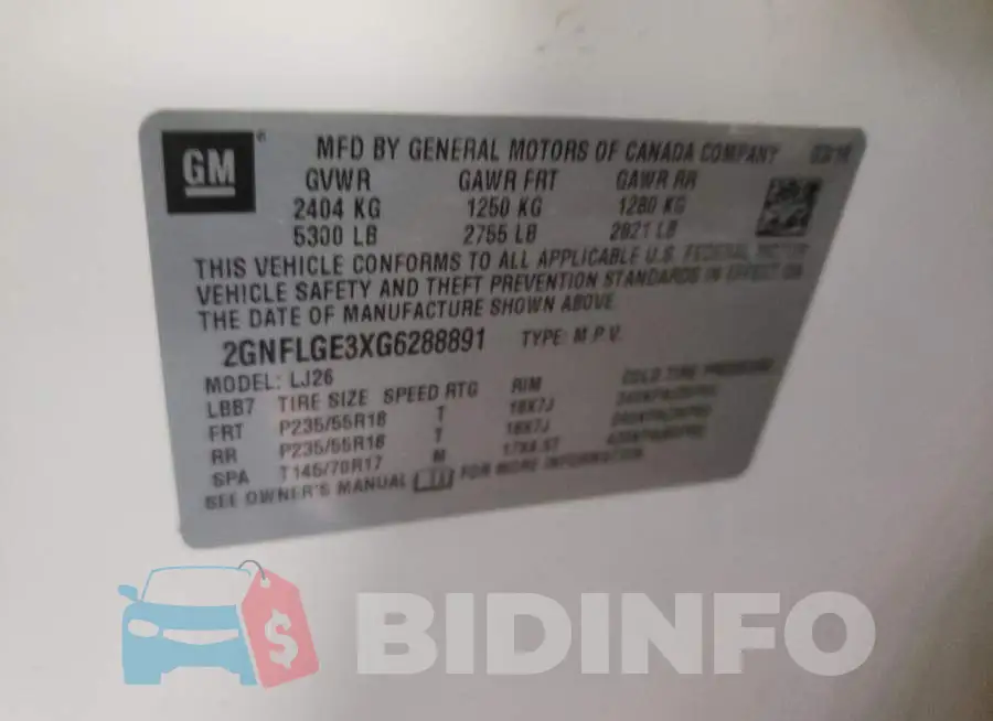 2GNFLGE3XG6288891 Photo# 10