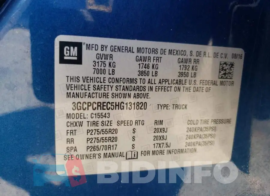 3GCPCREC5HG131820 Photo# 10