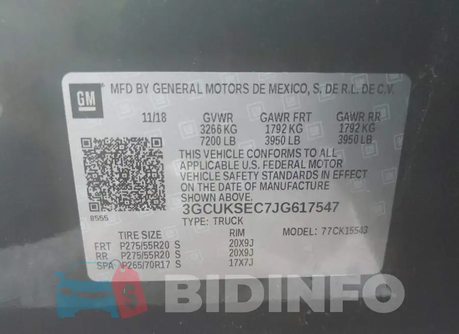 3GCUKSEC7JG617547 Photo# 10
