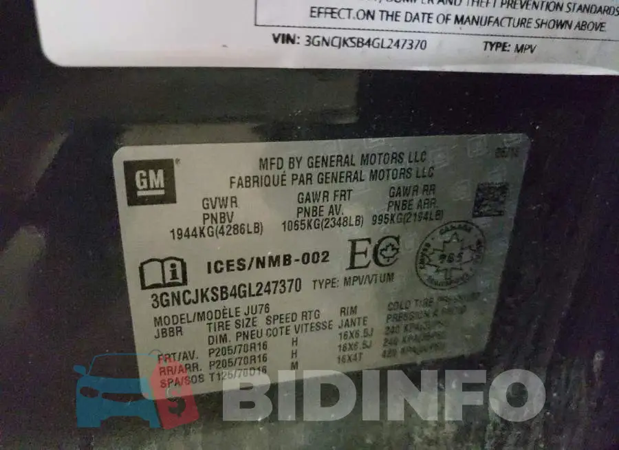 3GNCJKSB4GL247370 Photo# 10