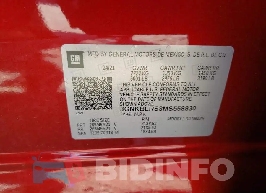 3GNKBLRS3MS558830 Photo# 10