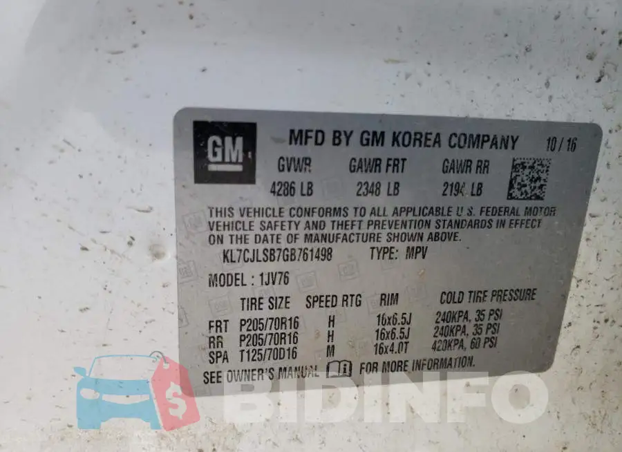 KL7CJLSB7GB761498 Photo# 10