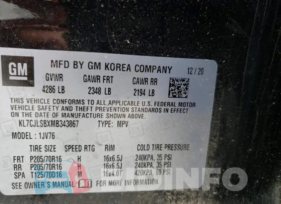 KL7CJLSBXMB343867 Photo# 10