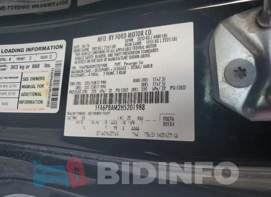 1FA6P8AM2H5201988 Photo# 10