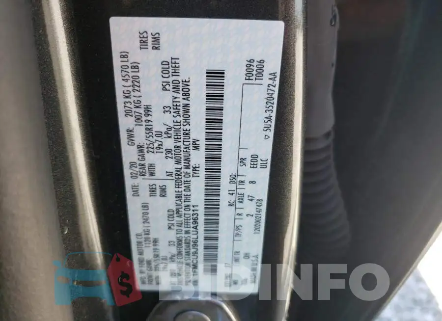 1FMCU9J96LUA96311 Photo# 10
