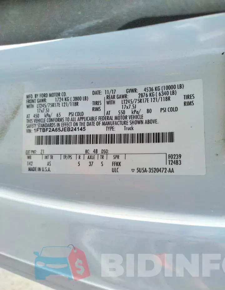 1FTBF2A65JEB24145 Photo# 10