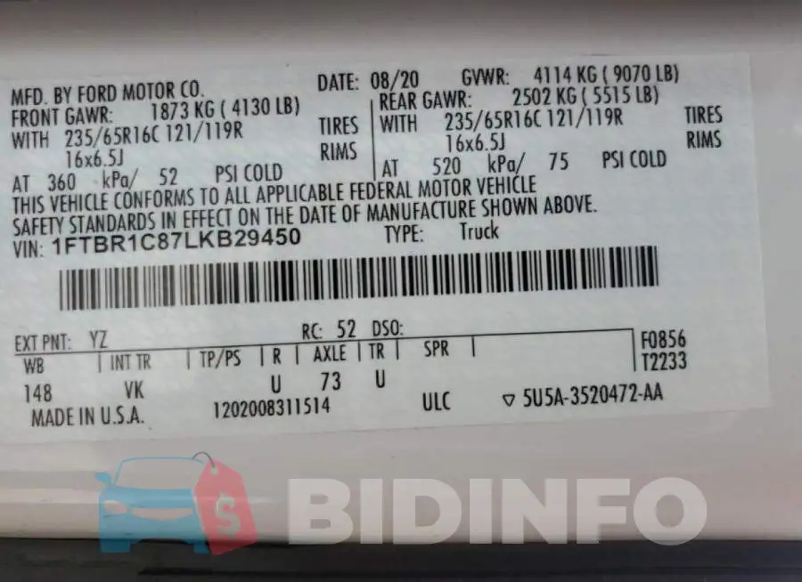 1FTBR1C87LKB29450 Photo# 10