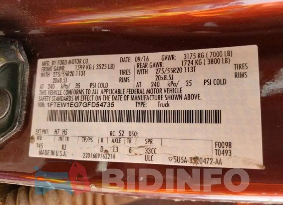1FTEW1EG7GFD54735 Photo# 10