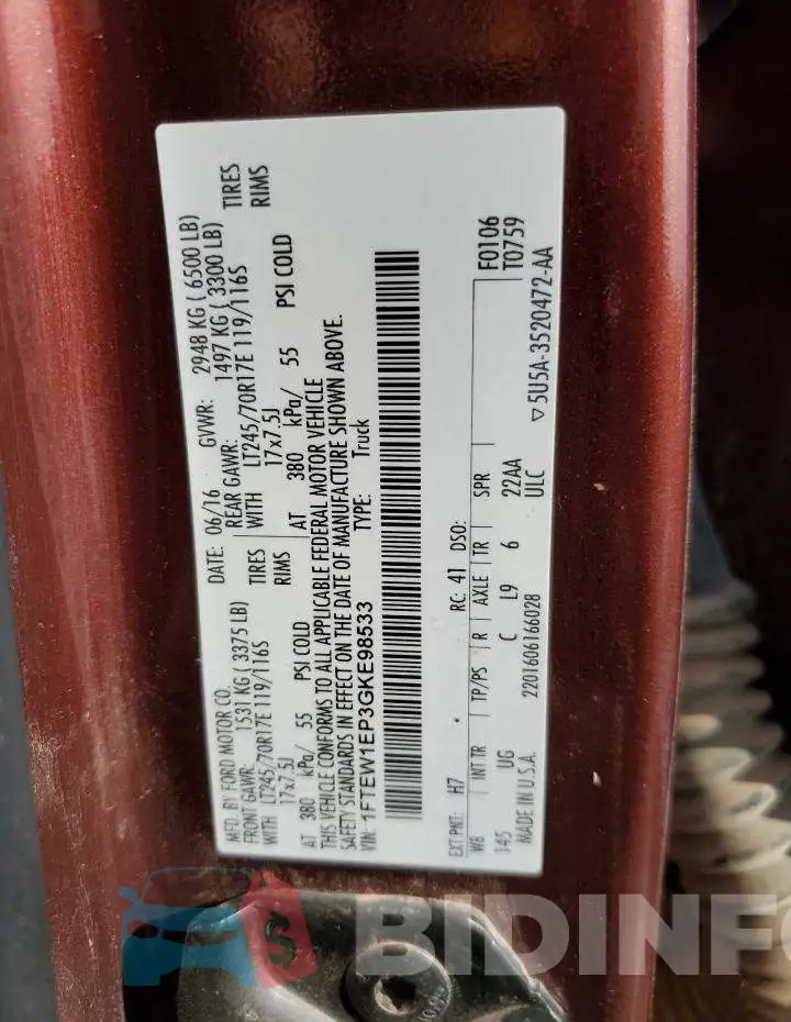 1FTEW1EP3GKE98533 Photo# 10