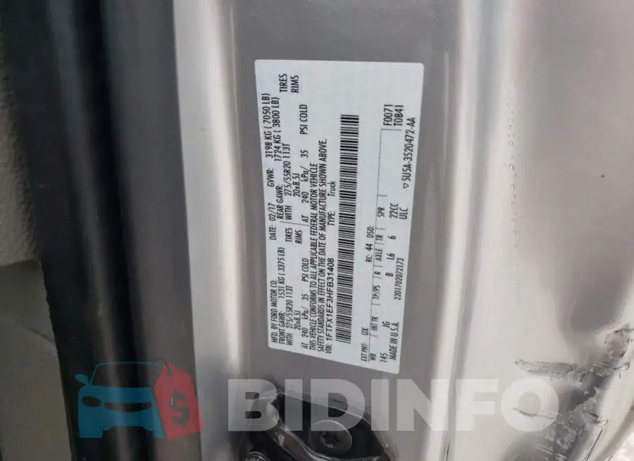 1FTFX1EF3HFB31408 Photo# 10