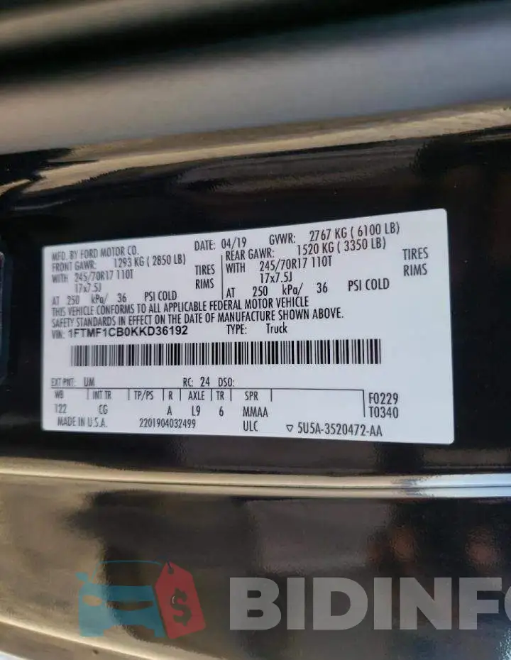1FTMF1CB0KKD36192 Photo# 10