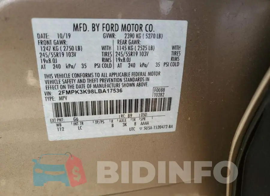 2FMPK3K98LBA17536 Photo# 10