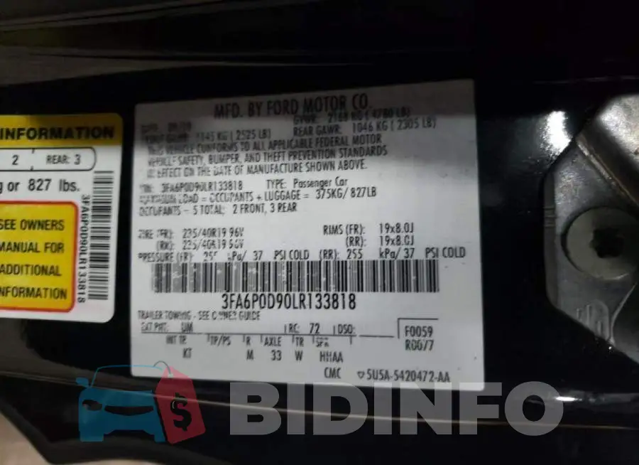 3FA6P0D90LR133818 Photo# 10