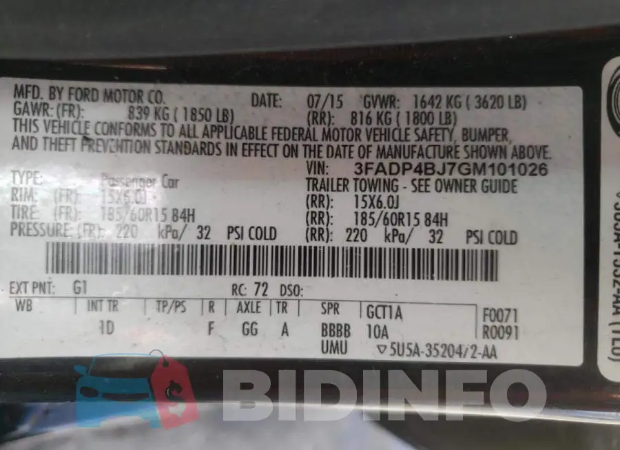 3FADP4BJ7GM101026 Photo# 10