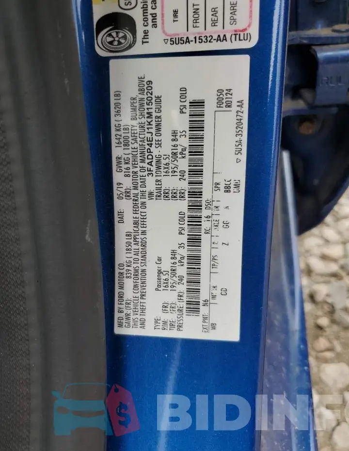 3FADP4EJ1KM150209 Photo# 10