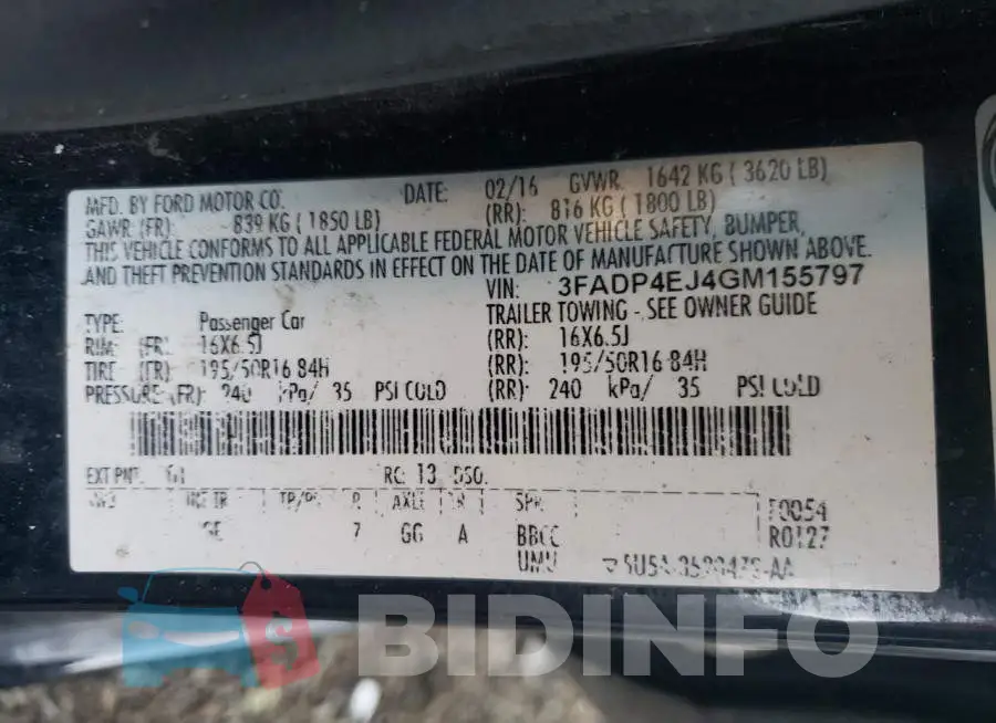 3FADP4EJ4GM155797 Photo# 10