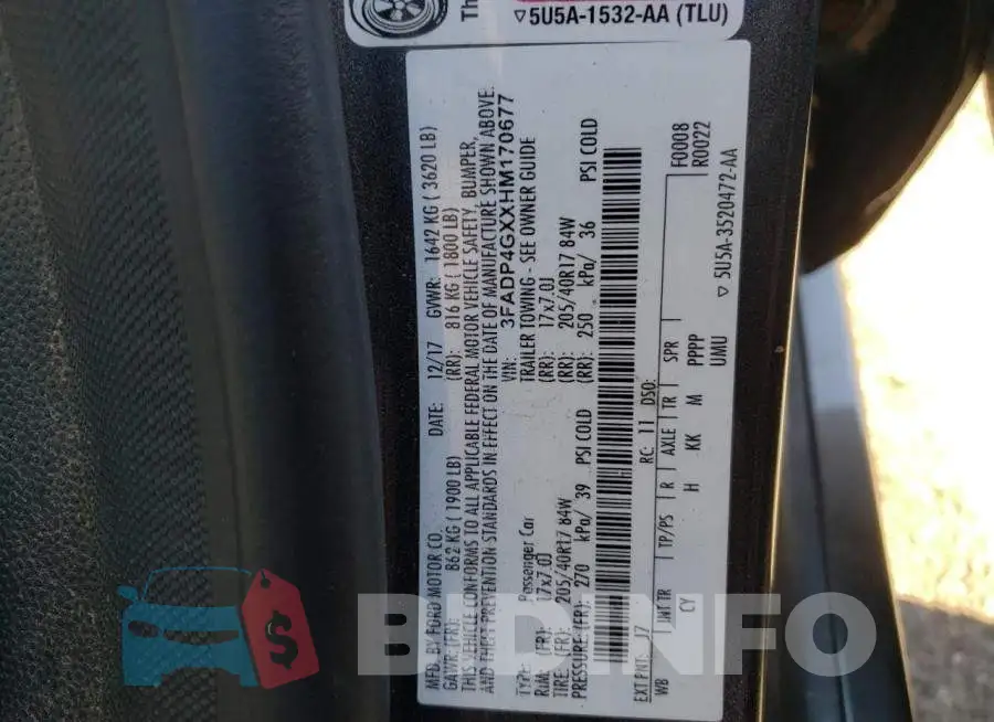 3FADP4GXXHM170677 Photo# 10