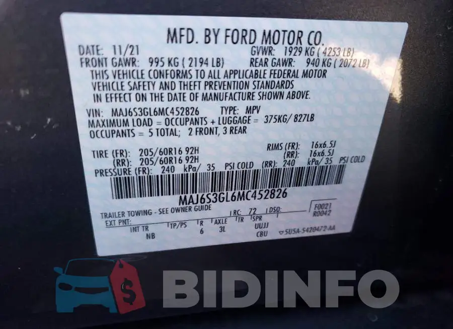 MAJ6S3GL6MC452826 Photo# 10