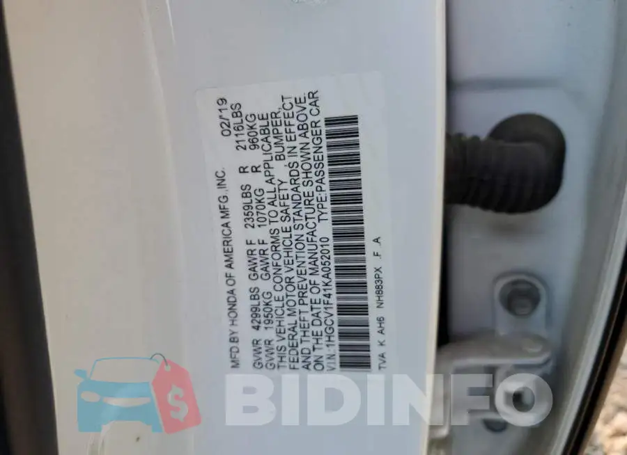 1HGCV1F41KA052010 Photo# 10