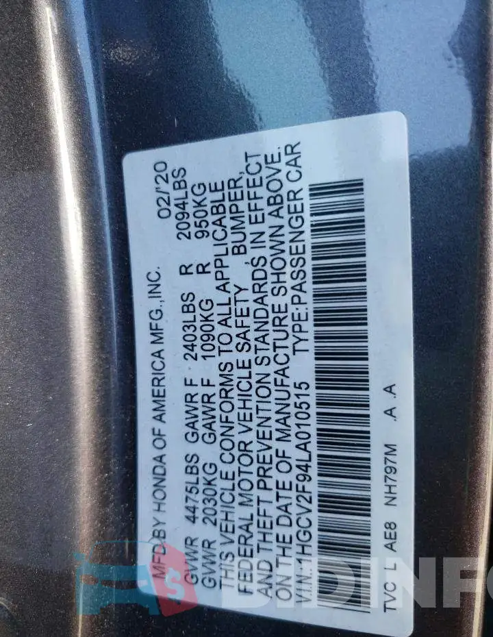 1HGCV2F94LA010515 Photo# 10