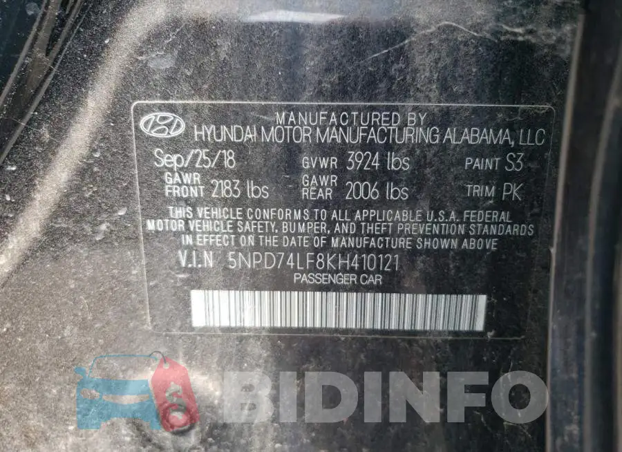 5NPD74LF8KH410121 Photo# 10