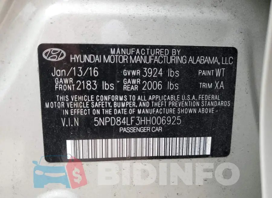 5NPD84LF3HH006925 Photo# 10