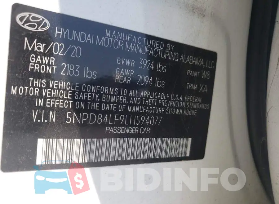 5NPD84LF9LH594077 Photo# 10