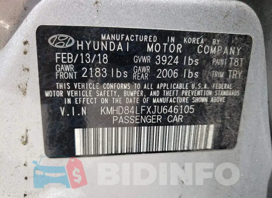 KMHD84LFXJU646105 Photo# 10