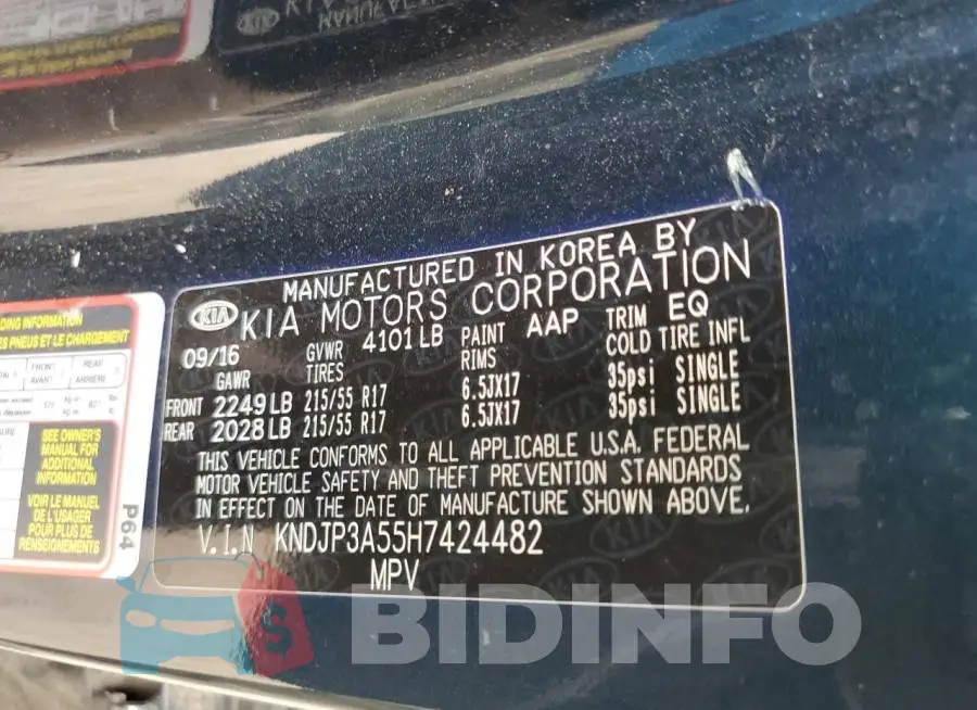 KNDJP3A55H7424482 Photo# 10