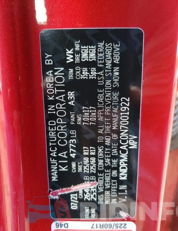 KNDPMCAC0N7001922 Photo# 10