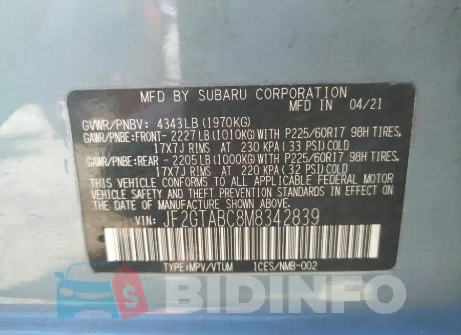 JF2GTABC8M8342839 Photo# 10