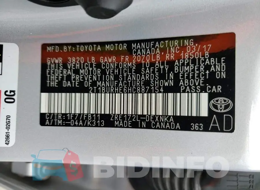 2T1BURHE6HC887154 Photo# 10