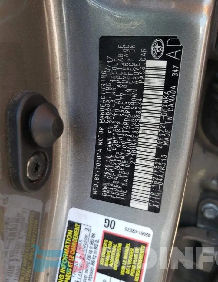 2T1BURHE8JC988234 Photo# 10