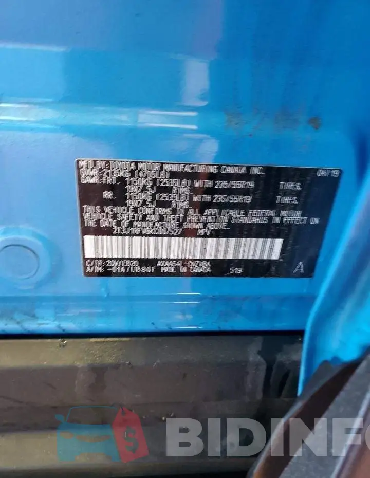 2T3J1RFV6KC007527 Photo# 10