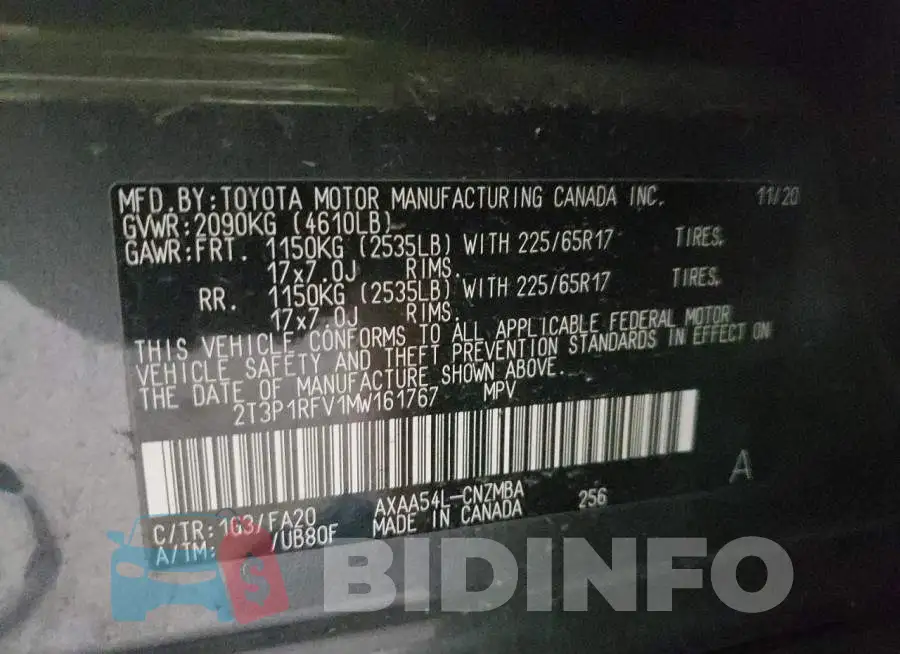 2T3P1RFV1MW161767 Photo# 10
