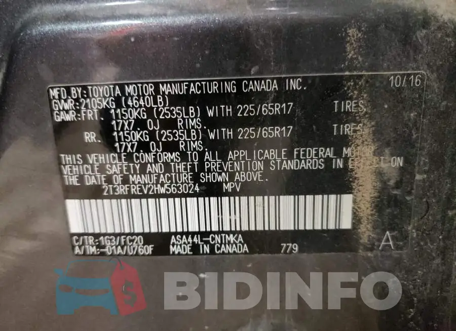 2T3RFREV2HW563024 Photo# 10