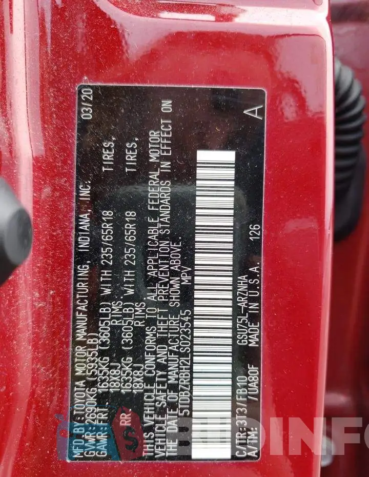 5TDBZRBH2LS023545 Photo# 10