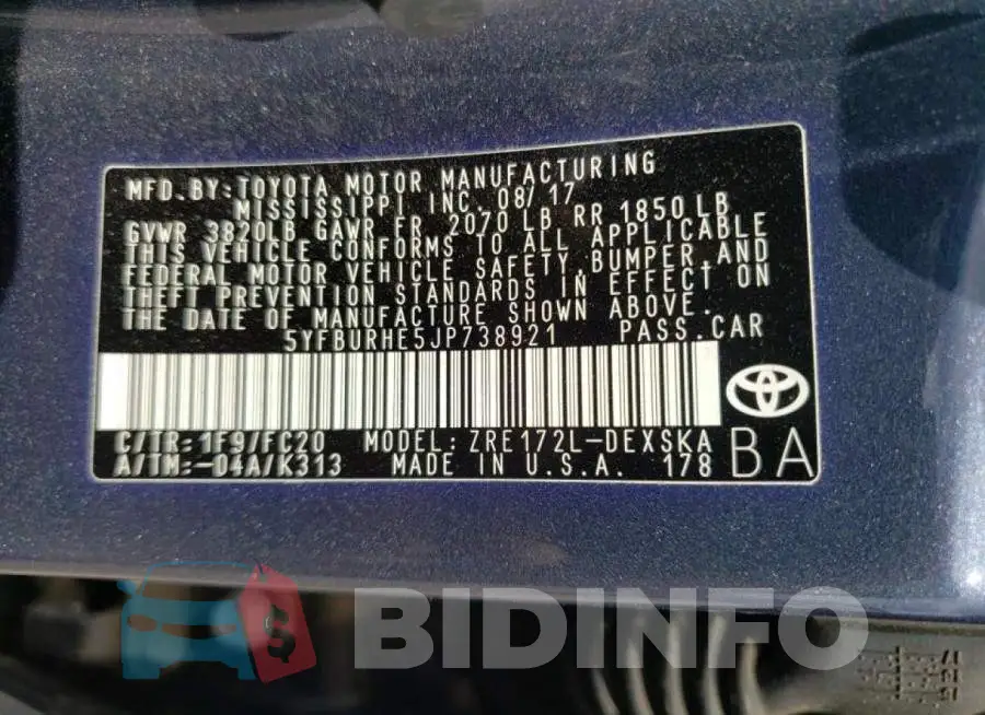 5YFBURHE5JP738921 Photo# 10