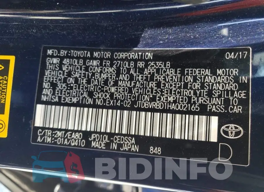 JTDBVRBD1HA002165 Photo# 10